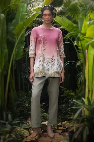 KAVERI Landscape Embroidered Top & Pant Set 