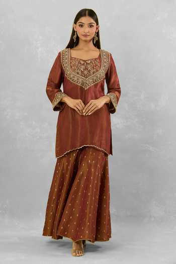 Studio A Floral Dori Embroidered Kurta & Sharara Set 