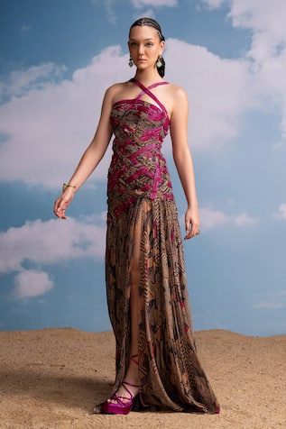 Nikita Mhaisalkar Geometric Print Braided Maxi Dress 