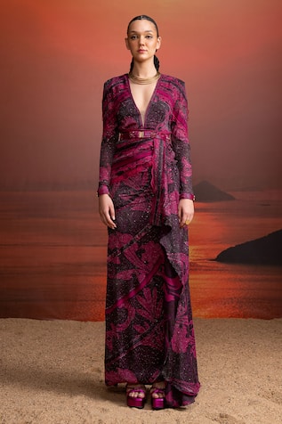 Nikita Mhaisalkar Chantilly Detailed Draped Maxi Dress 