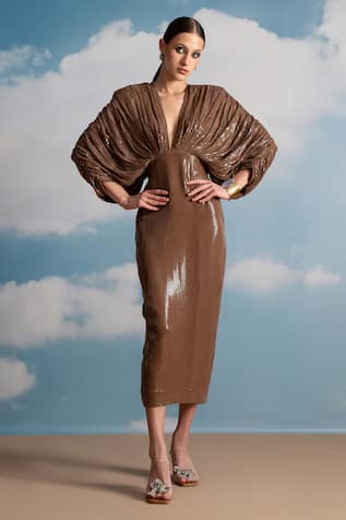 Nikita Mhaisalkar Luxe Sheeted Sequins Kimono Dress 