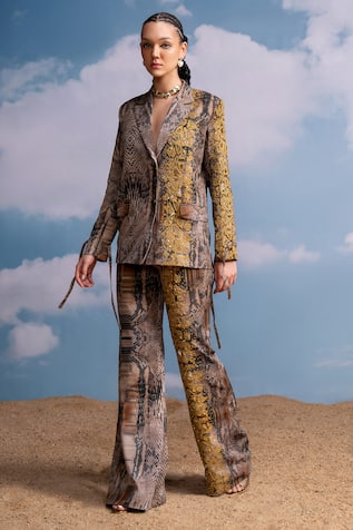 Nikita Mhaisalkar Python Print Designer Pantsuit 