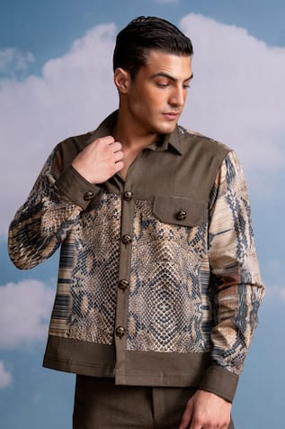 Nikita Mhaisalkar Python Print Brown Jacket 