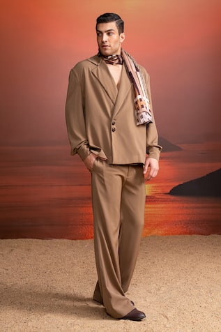 Nikita Mhaisalkar Designer Beige Coordinated Suit Set 