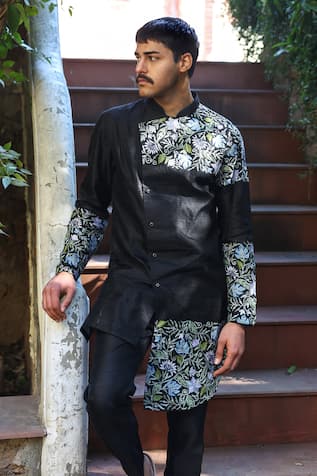 Black Embroidered Kurta Set 