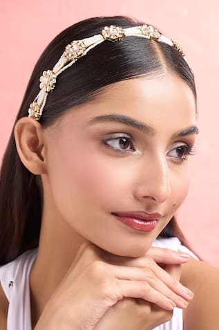 Polki Pearl Embellished Hair Band 