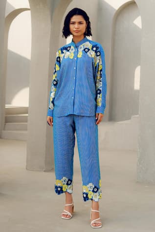Pooja Rajgarhia Gupta Embroidered Blue Pant Set 