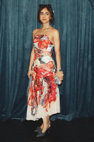 Saaksha & Kinni Abstract Floral Print Asymmetric Midi Dress 