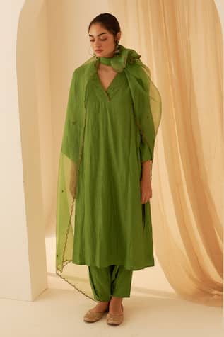 Janki India Bullion Work Embroidered Kurta Set 