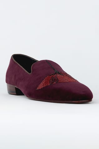 Evening Tassel Mahroon Tuxedo Shoes 