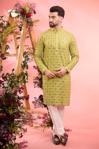 Kasbah Yellow Georgette Embroidered Kurta 