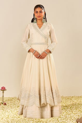 Sheetal Batra Daisy Ivory Silk Chanderi Anarkali Set 