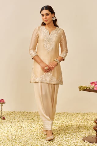 Sheetal Batra Beige Chanderi Silk Kurta Set 