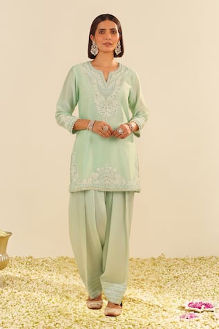 Sheetal Batra Mint Green Chanderi Silk Kurta Set 