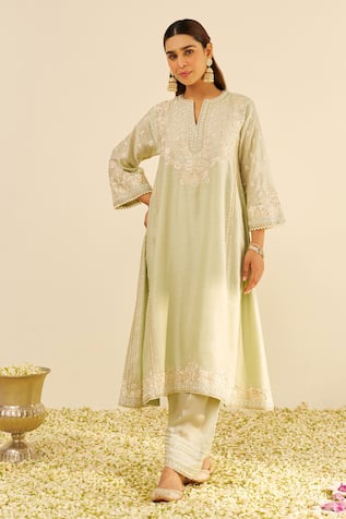 Sheetal Batra Embroidered Mint Green Kurta & Salwar Set 