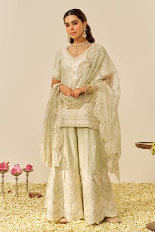 Sheetal Batra Mint Green Embroidered Kurta Set 