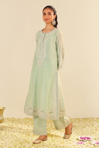 Sheetal Batra Mint Green Embroidered Kurta Set 
