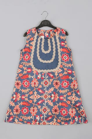 Floral Vine Print Kurta Sharara Set 
