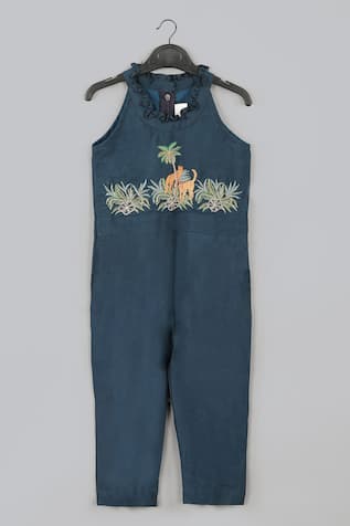 Little Brats Cheetah Threadwork Jumpsuit 