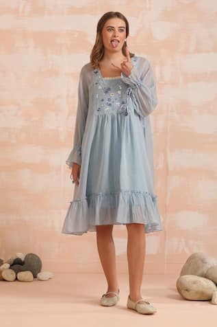 Dhaari Hand Embroidered Flared Midi Dress 