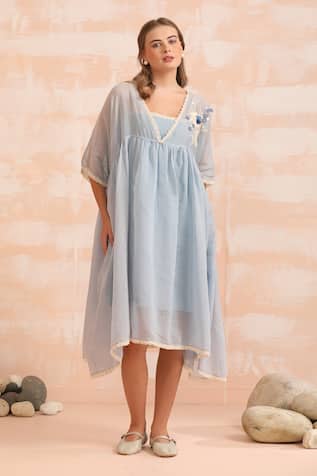 Dhaari Hand Embroidered Flare Midi Dress 