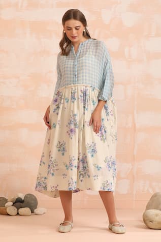 Dhaari Floral Hand Painted Midi Dress 