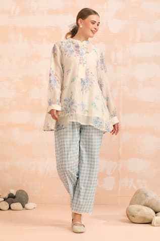 Dhaari Floral Hand Painted Pant Set 