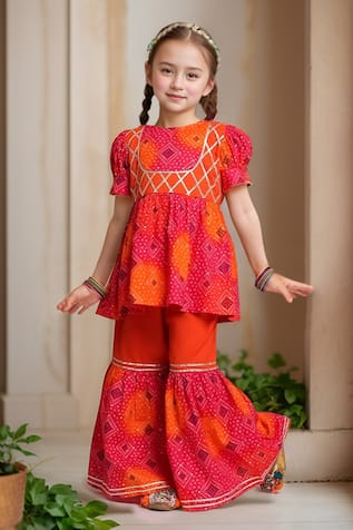 Jaipuri Print Top & Sharara Set 