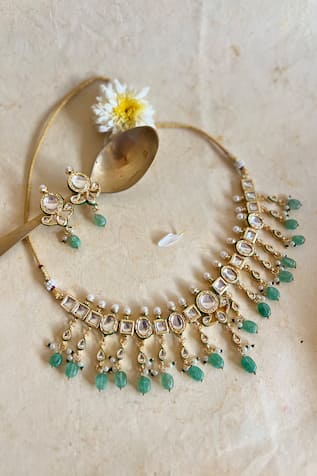 Kundan Polki Designer Jewellery Set 
