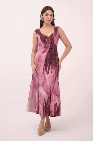 Ruchi Marodia Mulberry Pink Designer Midi Dress 