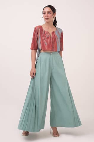 Ruchi Marodia Green Pleated Palazzo Pant 