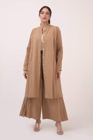 Ruchi Marodia Ash Brown Pleated Palazzo Pant 
