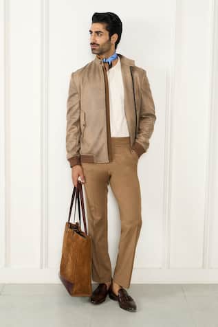 Gargee Designers Beige Leatherite Bomber Jacket 