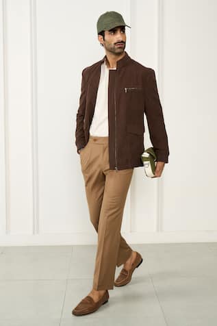 Gargee Designers Brown Corduroy Bomber Jacket 