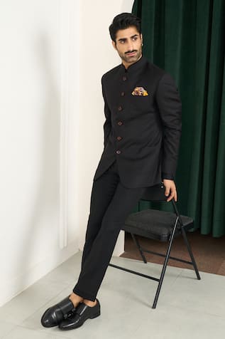 Gargee Designers Black Designer Bandhgala Set 