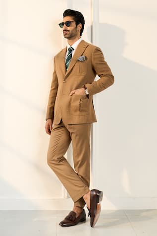 Gargee Designers Beige Wool Single Breasted Blazer 