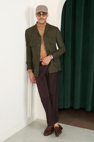 Gargee Designers Green Herringbone Blazer 