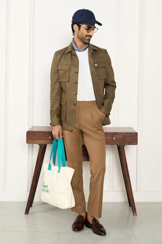 Gargee Designers Designer Green Cotton Shacket 