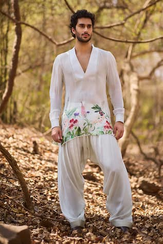 Nirmooha Floral Printed Ivory Haze Kurta Set 
