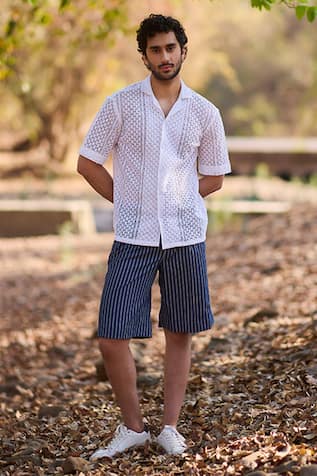 Nirmooha Serene Striped Denim Shorts 