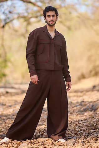 Nirmooha Rustwood Denim Wide Bottom Relaxed Pants 