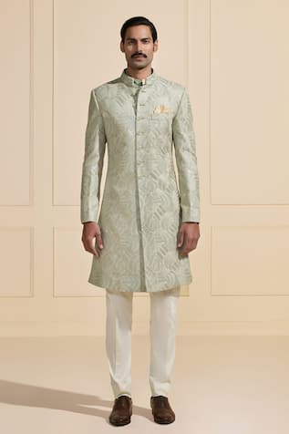 Raghavendra Rathore Jodhpur Brocade Mint Sherwani 