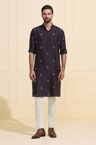 Raghavendra Rathore Jodhpur Obsidian Sleek Black Kurta 
