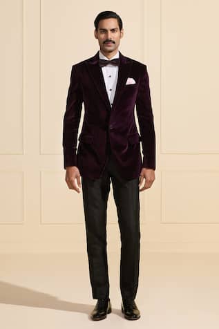 Raghavendra Rathore Jodhpur Regal Plum Tuxedo Jacket 