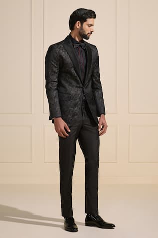 Raghavendra Rathore Jodhpur Black Designer Tuxedo Jacket 