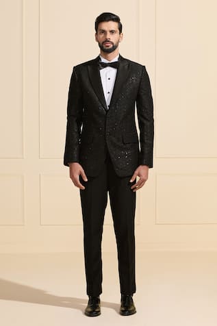 Raghavendra Rathore Jodhpur Ornate Black Tuxedo Jacket 