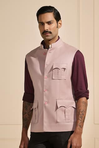 Raghavendra Rathore Jodhpur Blush Pink Nehru Jacket 