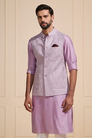 Raghavendra Rathore Jodhpur Lavender Embroidered Nehru Jacket 