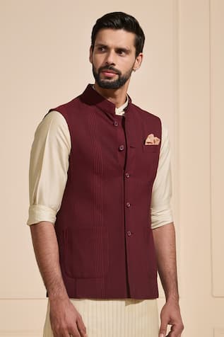 Bespoke Dark Garnet Nehru Jacket 