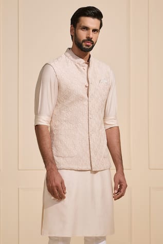 Raghavendra Rathore Jodhpur Embroidered Silk Nehru Jacket 